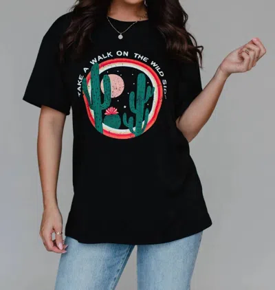 Panache Apparel Short Sleeve Wild Side Cactus Tee In Black