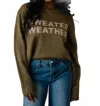 Panache Apparel Sweater Weather Graphic Sweater In Olive Green In Green