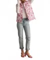 Panache Apparel Sweet Pea Puffer Vest In Lavender Floral In Multi