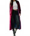 Panache Apparel Velvet Duster Cardigan In Wine In Multi
