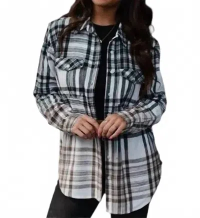Panache Bleach Dipped Plaid Flannel Shirt In White/black