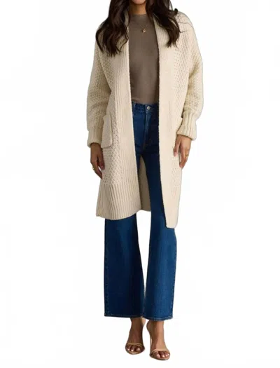 Panache Chunky Knit Open Long Cardigan In Ivory In White