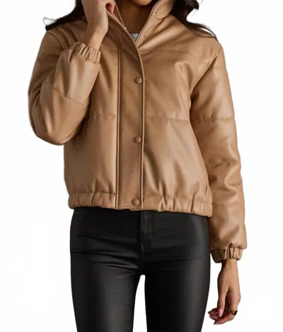 Panache Cropped Puffer Jacket In Tan In Brown
