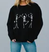 Panache Dancing Skeletons Sweater In Black And White In Multi