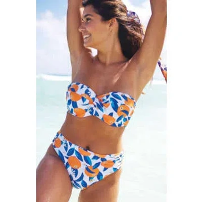 Panache Ella Twist Bandeau Bikini Top In Sicily Print In Brown