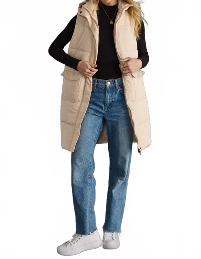 Panache Elle Long Puffer Vest In Cream In Brown