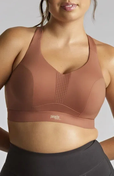Panache Endurance Underwire V-neck Unlined Sports Bra In Brown