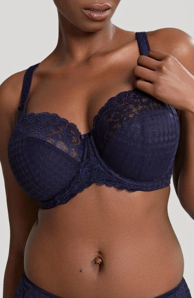 Panache Envy Side Support Balconette Bra In Navy