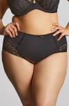 Panache Estel High Waist Lace Trim Briefs In Black