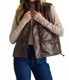 Panache Faux Leather Vest In Brown In Brown