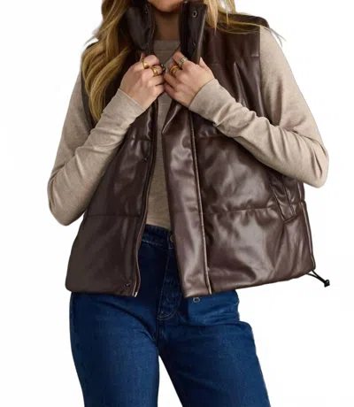 Panache Faux Leather Vest In Brown