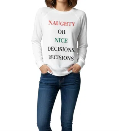 Panache French Terry Crew Long Sleeve Tee In White