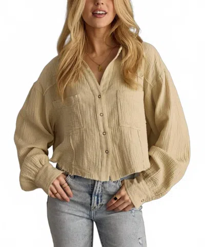 Panache Gauze Button Up Shirt In Khaki In Neutral