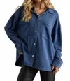 Panache Kaitlyn Oversized Button Up Shacket In Dk Blue In Blue