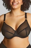 Panache Liberty Plunge Mesh Underwire Bra In Black