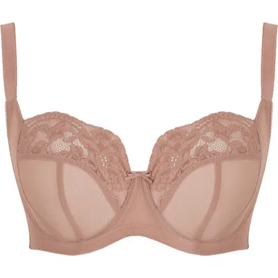 Panache Nina Underwire Stretch Lace Side Support Bra In Brown