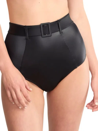 Panache Obsidian High-waist Belted Bikini Bottom In Black