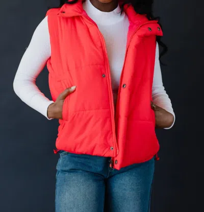 Panache Puffer Vest In Watermelon In Pink