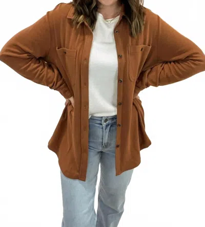 Panache Super Soft Plaid Button Up Top In Rust In Brown