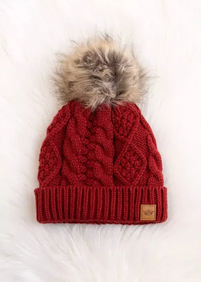 Panache Women's Cable Knit Beanie In Red