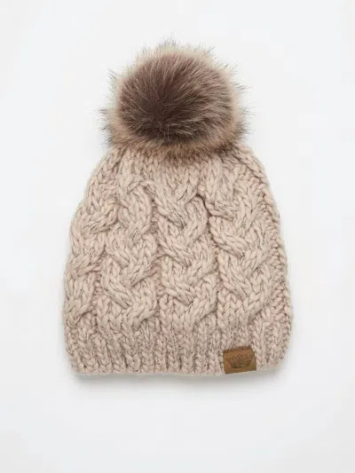 Panache Women's Cable Knit Pom Hat In Blush In Gold