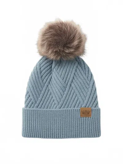 Panache Women's Cable Knit Pom Hat In Steel Blue