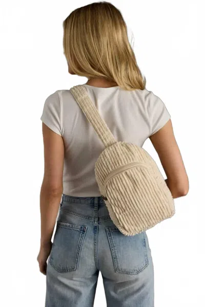 Panache Women's Corduroy Sling Bag In Cream In White