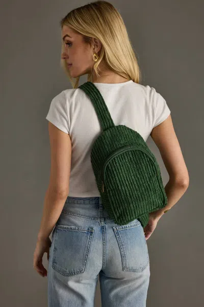 Panache Women's Corduroy Sling Bag In Dark Green