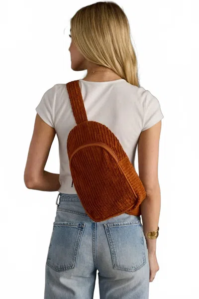 Panache Women's Corduroy Sling Bag In Rust In Multi