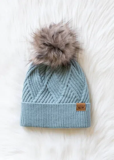 Panache Women's Knit Pom Hat In Dusty Blue In Multi