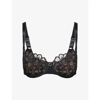 Panache Womens Black/latt Allure Demi Lace Balcony Bra