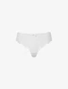 Panache Womens White Ana High-rise Floral-embroidered Stretch-lace Thong In White