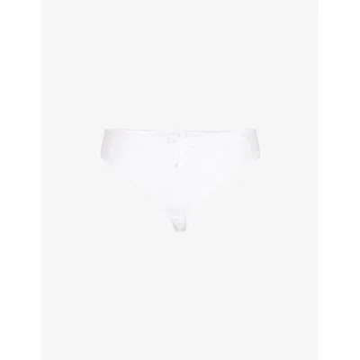 Panache Womens White Charlotte Brazilian Embroidered Stretch-cotton Blend Briefs