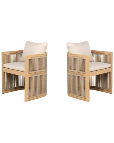 Panama Jack Cabo Set Of 2 Barrel Dining Armchairs In Brown