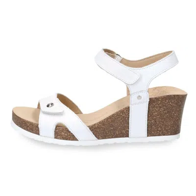Panama Jack Women's Julia B1 Wedge White Leather Sandals