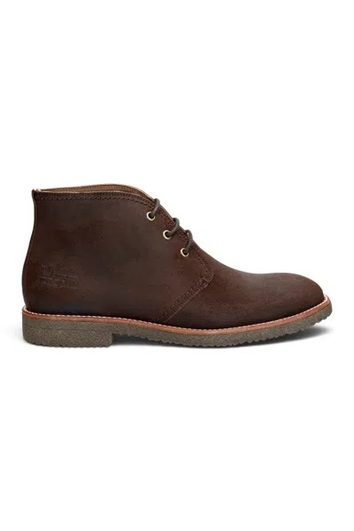 Panama Jack Men's Brown Leather Waterproof Lace-up Desert Boots - Gael C37 In Blue