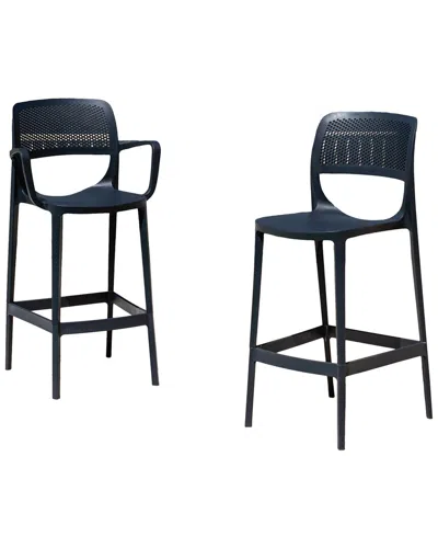 Panama Jack Mila Set Of 2 Stackable Barstools In Blue