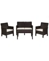 Panama Jack Nova 4pc Settee Set With Loveseat & Cushions