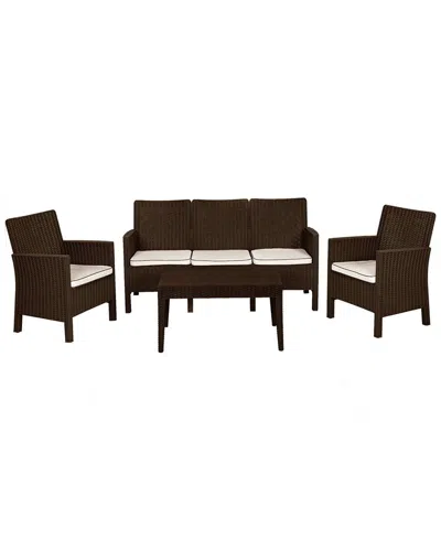 Panama Jack Nova 4pc Sofa Set With Cushions In Brown
