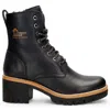 Panama Jack Padma B11 - Women's Black Block Heel Leather Ankle Boots