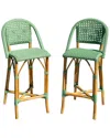Panama Jack Set 2 Chloe Bar Stools In Green