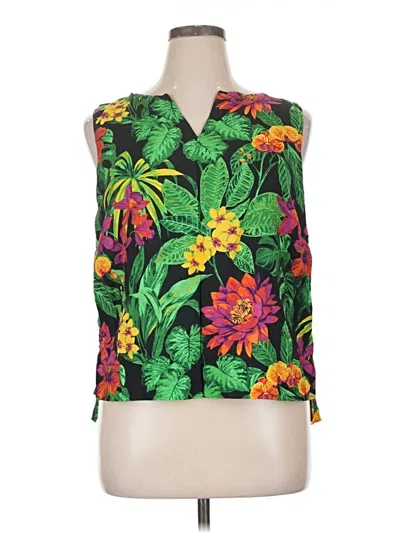 Pre-owned Panama Jack Tank Top Green Plunge Neckline Tops