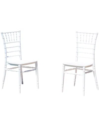 Panama Jack Tiffany Set Of 2 Stackable Side Chairs With Cushions In White