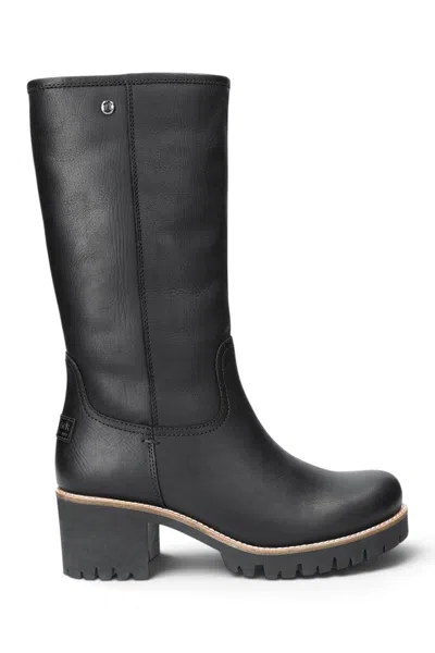 Panama Jack Women's Black Leather Waterproof Heeled High Winter Boots - Patricia B17 In Multi