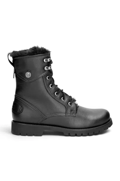 Panama Jack Women's Black Leather Waterproof Warm Lace-up Boots - Benissa B2 In Multi
