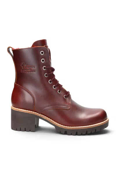 Panama Jack Women's Burgundy Leather Waterproof Warm Lace-up Boots - Padma B25
