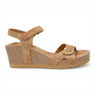 Panama Jack Women's Wedge Bark Brown Suede Leather Sandals - Julia B74
