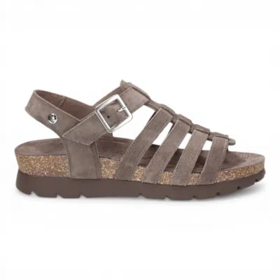 Panama Jack Women's Wedge Stone Grey Suede Leather Sandals - Sasha B6 In Multi