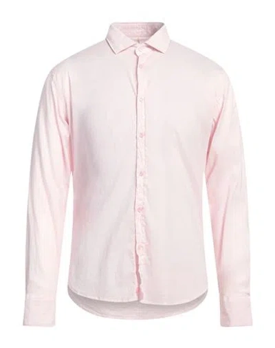 Panama Man Shirt Light Pink Size M Cotton, Elastane