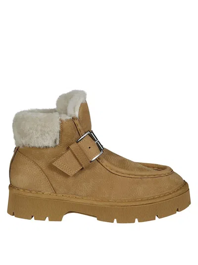 PÀNCHIC ANKLE STRAP BOOT IN TEXTURED BROWN LEATHER